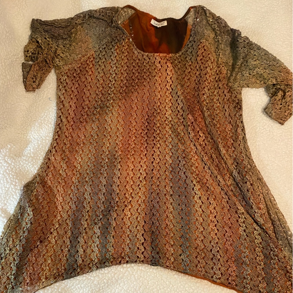 Indian Soul Elegant Multicolor lace Women's blouse.  Size 2x